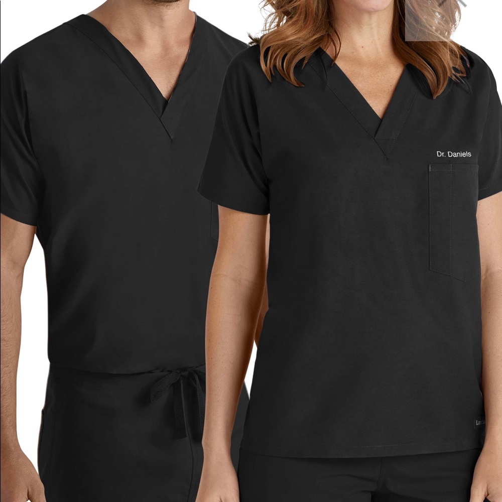 NWT small black Landau unisex scrub top style 7502